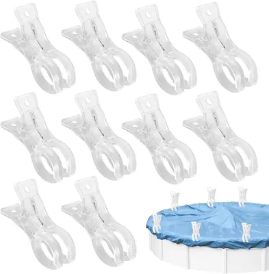 Imagen del producto de Clips grandes y transparentes, paquete de 10 unidades, para toallas de playa