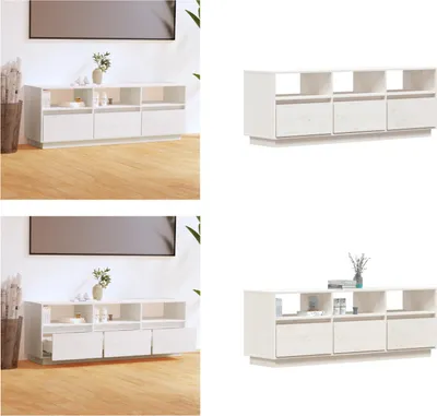 Produktbild von vidaXL TV Schrank Weiß 140x37x50 cm Massivholz Kiefer - TV-Schrank - TV-Schränke - Lowboard - Stereo-Schrank