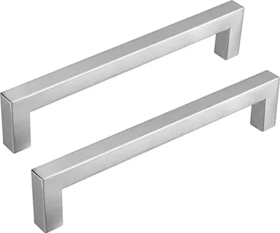 Produktbild von 10x Möbelgriff Stangengriff Edelstahl Gebürstet Schrankgriffe Schubladengriffe Küchenschrank Rohrbreite 12mmx12mm Bohrlochabstand 128mm Gesamtlänge 140mm