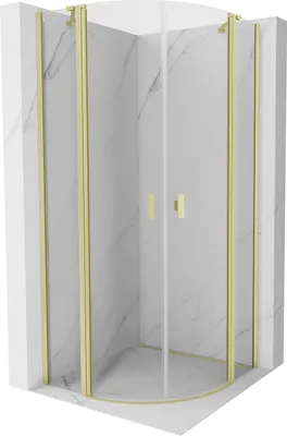 Produktbild von Mexen Mist Duschkabine halbrund schwenkbar 80 x 80 cm, transparent, gold gebürstet - 8A32-080-080-55-00