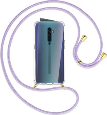 Produktbild von Handykette Backcover-Schutzhülle mit Band (Metall goldfarben) für Oppo Reno2 - violett
