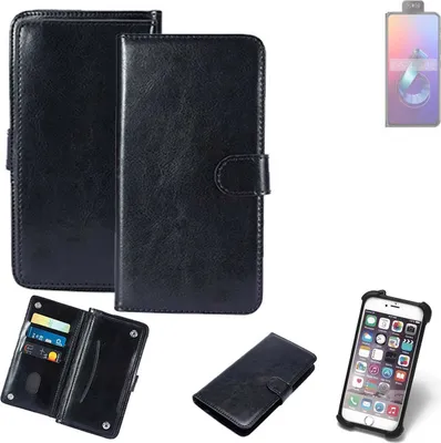Produktbild von K-S-Trade 360° Hülle kompatibel mit Asus Zenfone 6 (2019) schwarz Kunstleder Case BookCase WalletCase Kunstlederederhülle Handyhülle, Rundumschutz