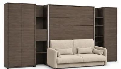 Produktbild von Schrankbett mit sofa Bed Concept 140x200 cm Lenart Led Beleuchtung Taschenfederkernmatratze Bett im Schrank Klapbett - Set 2