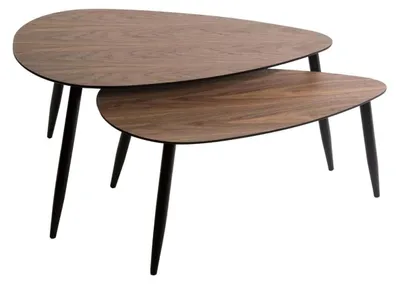 Produktbild von 2er-Set MILEO Couchtische, längliche Form, Nussbaum-Effekt