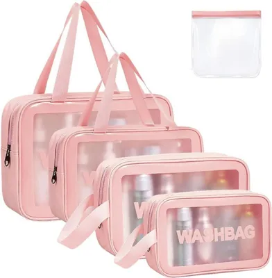 Immagine prodotto di Set di 5 borse da toilette in PVC trasparente per uomo e donna rosa