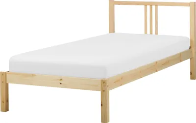 Zdjęcie produktu dla BELIANI Łóżko ze stelażem jasnobrązowy sosnowe 90 x 200 cm styl skandynawski