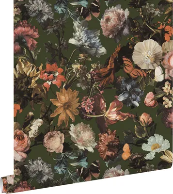 Immagine prodotto di ESTAhome carta da parati fiori verde oliva grigiastro 53 cm x 10.05 m