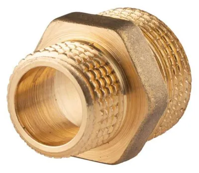 Produktbild von Messing Gewinde-Fitting Reduziernippel 3/4'AG (DN 20) - 1/2'AG (DN 15) - schwere Ausführung