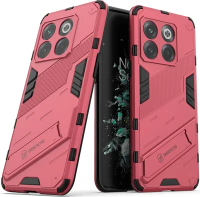 Produktbild von Armor Hülle für OnePlus 10T, Hybrid PC TPU Bumper Stoßfestes Schutzhülle mit Standfunktion Rosa