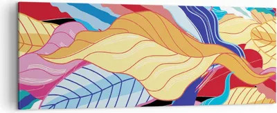 Produktbild von Bild auf Leinwand - Leinwandbild - Einteilig - Muster Blätter bunt - 140x50cm - Wand Bild - Wanddeko - Wandbilder - Leinwanddruck - Bilder - Wanddekoration - Leinwand bilder - Wandbild - AB140x50-4269