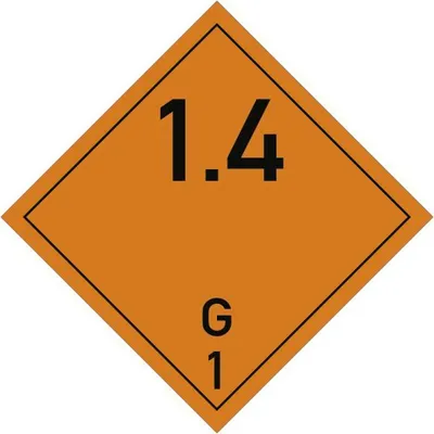 Produktbild von Gefahrzettel Klasse 1 - Unterklasse 1.4/G, Folie, 250x250 mm
