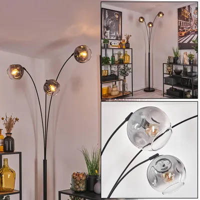 Produktbild von Villamare Stehlampe aus Metall/Glas in Schwarz/Rauchfarben/Klar