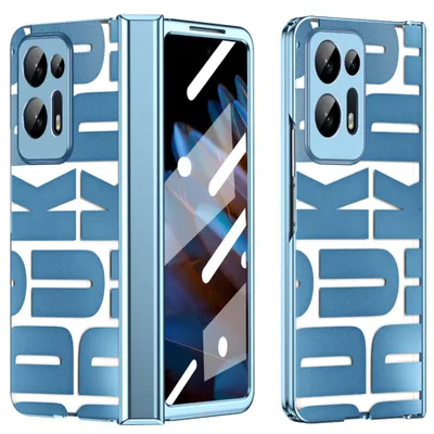 Obrázek produktu pro Pouzdro pro Oppo Find N2, galvanizované průhledné pouzdro s ochranou displeje a pantu modré