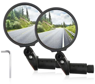 Image de Miroirs de vélo, lot de 2, pour vélo électrique, qualité HD, convexe, rotatifs à 360°, pliables, universels pour guidons de 14,8 à 23 mm