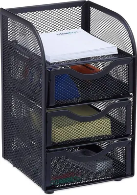Image de Organisateur de bureau Unyqoos® en métal ajouré – Boîte de rangement pour fournitures de bureau, 21 x 12,5 x 13 cm, noir