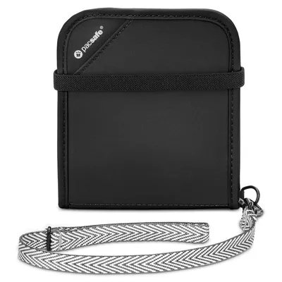 Zdjęcie produktu dla Mały składany portfel Pacsafe V100 z zabezpieczeniem RFID - Czarny
