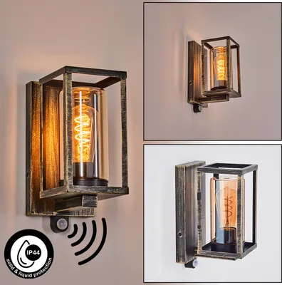 Produktbild von Vibo Außenleuchte mit Bewegungsmelder aus Metall/Glas, Gold/Bernsteinfarben