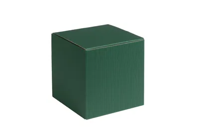 Produktbild von Geschenkbox Qubus aus offener Wellpappe, Geripptes Karton DUNKELGRÜN, Format 12x12x12cm, 100 St.