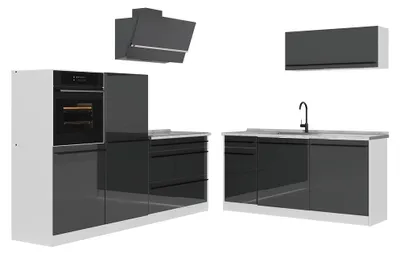 Imagen del producto de Mueble de cocina Vicco R-Line Antracita alto brillo/Blanco 220 cm encimera Mármol, Model 72245