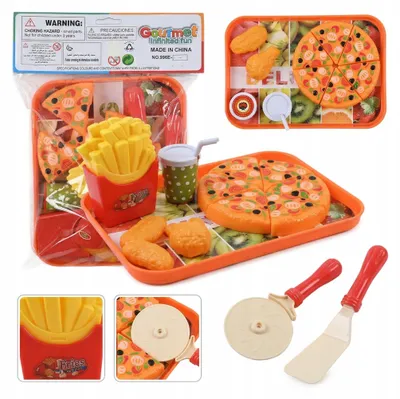 Produktbild von Fast Food Restaurant Spielset mit Tablett, Pizza & Pommes - Kreatives Rollenspiel für Kinder