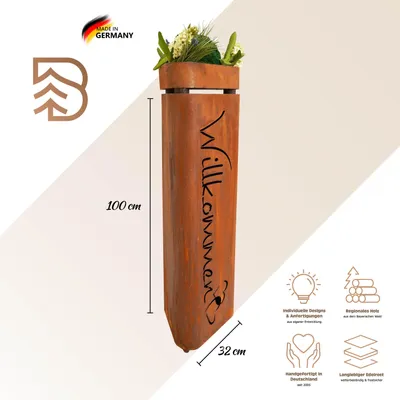 Produktbild von Badeko Edelrostsäule Bregenz in Cortenstahloptik inkl. Pflanzschale