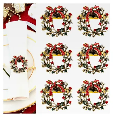 Produktbild von 6 Serviettenringe Kranzform Weihnachtsdekoration Tischdeko