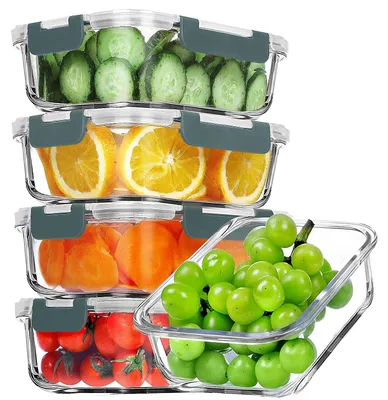 Image de Omgoods - Ensemble de 5 récipients alimentaires en verre avec couvercles