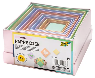 Produktbild von folia 3119 - Pappboxen im Eckig Design, in Pastellfarben, 12 Stück, in verschied
