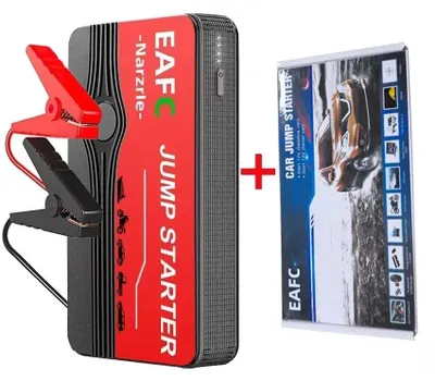 Image de Batterie externe de démarrage pour voiture - Booster de démarrage 12 V - Courant de démarrage de 600 A - 12 000–18 000 mAh - 4 cellules intégrées - Portable - Marron