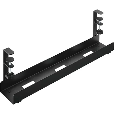 Produktbild von InLine Kabelführungsschiene, für Untertisch-Montage, mit Schraubklemmen, Halterung für Stromverlängerung, Schwarz, Stahl, 600 mm, 105 mm, 207 mm