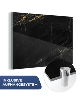 Obrázek produktu pro MuchoWow® Obrazy na skle - Nástěnné obrazy - Fotografie na skle Mramor - Černá - Zlatá - Elegantní - Mramorový vzhled - Design 60x40cm Nástěnná dekorace ze skla
