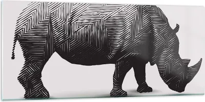 Produktbild von Bilder auf glas - Nashorn Tier Afrika Safari - 120x50cm - Glasbilder - Wandbilder - Kunstdruck - zum Aufhängen bereit - Wanddekoration aus Glas - Glas Bilder - Wandbild auf Glas - GAB120x50-2935