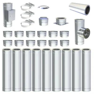 Produktbild von Ø 300 mm - 9 m DW FU Doppelwandiges Schornstein Set Bodenmontage Hochglanz