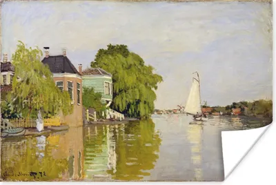 Produktbild von MuchoWow® Poster Häuser am Achterzaan - Gemälde von Claude Monet 90x60 cm - Schlafzimmer