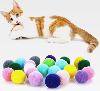Produktbild von Filzbälle für Katzen - 20 Stück Spielzeug Bälle, Katzenbälle aus Filz, Weiche Bälle, Kätzchen Pom Poms, Indoor Spielzeug, Pompon Ball 5 cm