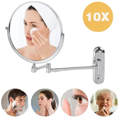 Productafbeelding van Make-up spiegel, dubbelzijdig, 10-voudige vergroting, 10x vergroting, messing