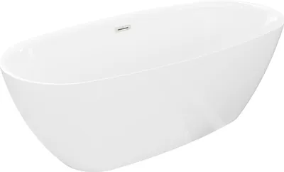 Immagine prodotto di Mexen Luvo Slim vasca da bagno freestanding 170 x 75 cm, bianca, troppopieno nichel spazzolato - 52801707500-97