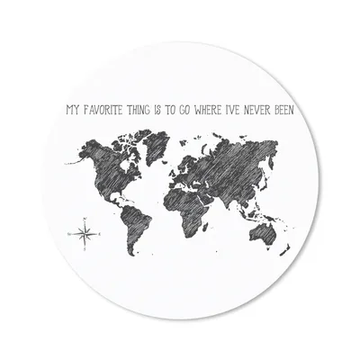Produktbild von MuchoWow® Mauspad Mousepad Weltkarte - Schwarz und weiß - Zitat 30x30 cm - Mousepads - Maus Mat - Pad - Mausunterlage - Tischunterlage - Schreibtischmatten