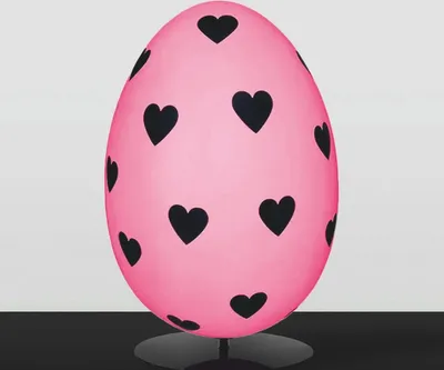 Produktbild von Casa Padrino XXL Deko Osterei mit Ständer Rosa / Schwarz H. 75 cm - Oster Dekoaration