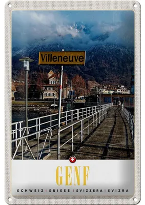 Produktbild von Blechschild Reise 20x30cm Villeneuve-Genf Schweiz wandern