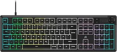 Immagine prodotto di Corsair K55 CORE RGB Membrana Tastiera da gioco con cavo – Silenziosa, tasti reattivi – Protezione dagli schizzi – RGB a dieci zone – Tasti multimediali – Compatibile con iCUE – QWERTZ DE – PC, Mac – Nero