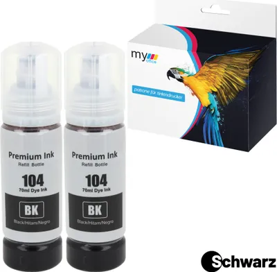 Produktbild von x2 Tinten "T104" BK My Office für Epson Ecotank ET-2710 ET-2711 ET-2712 ET-2714