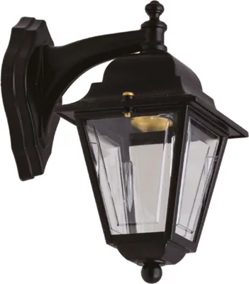 Produktbild von Außenlampe Wand Messing E27 IP43 H: 26 cm Schwarz Rustikal Außenwandlampe