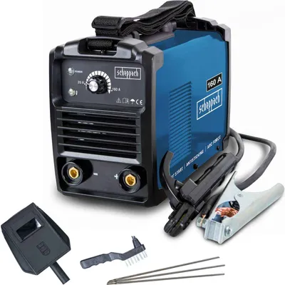 Produktbild von Scheppach WSE1100 Inverter Schweißgerät 230V | Lüfterkühlung & Überhitzungsschutz | Auto-Heißstart | inkl. Bürste, Hammer, Elektroden & Tragegurt