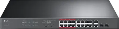 Produktbild von TP-Link TL-SL1218MP - Switch - unmanaged - 16 x 10/100 (PoE+) + 2 x 10/100/1000 + 2 x Kombi-Gigabit-SFP - an Rack montierbar (192 W)