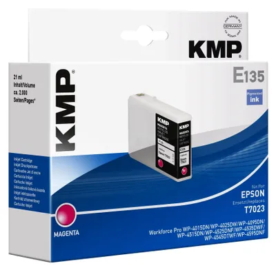 Produktbild von KMP E135, Magenta, Tinte auf Pigmentbasis, 21 ml, 2000 Seiten