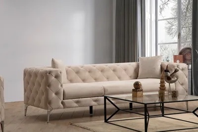 Produktbild von Hanah Home, Como - Ecru, Klassische Sofas, 3-Sitzer-Sofa, Ecru, Polyester, 237 x 70 x 90 x  cm