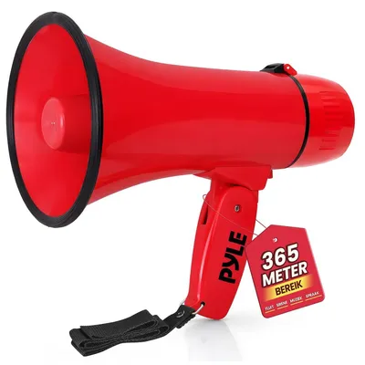 Immagine prodotto di Megafono portatile altoparlante - 20 W - Con sirena e registrazione - Volume regolabile - Fino a 60 secondi di registrazione