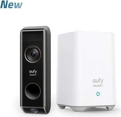 Produktbild von eufy Video Türklingel Doorbell Dual Cam 2K Pro batteriebetrieben inkl. HomeBase 2 schwarz