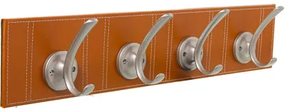 Produktbild von Omgoods – Wandhaken mit 4 Haken aus Kunstleder und Metall in Hellbraun